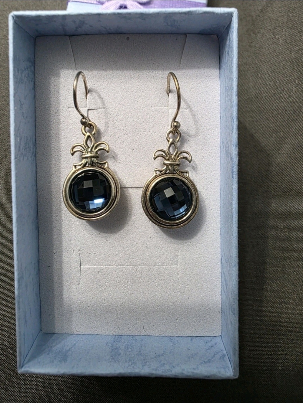 Estate Silver-Tone Designer Stamped Dangle Earrings Item 469